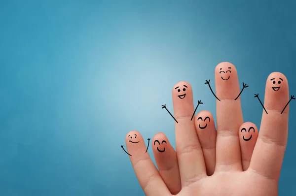 Happy little fingers smiling and hanging together — Stock Photo, Image