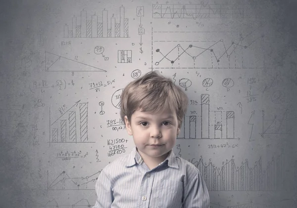 Чарівна маленька дитина зі статистичною концепцією — стокове фото