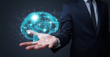 İnsan beyni elinde tutan adam