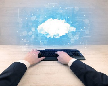 Zarif işadamı el ile bağlı yazarak kavramı postaları 