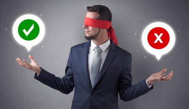 Blindfolded işadamı seçmek çalışıyor