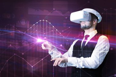 Dostum Vr ile ayakta koruyucu gözlük ve grafikler grafikler