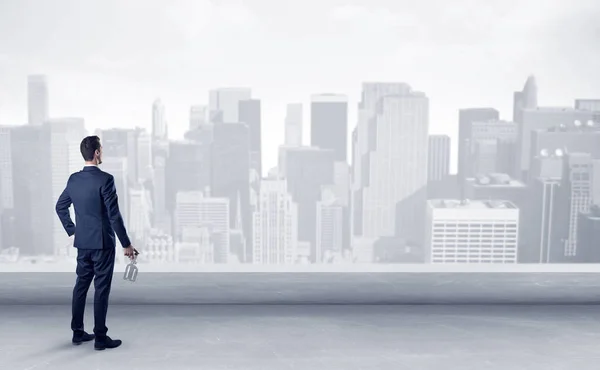 Businessman looking at a big city panorama — Stock Photo, Image