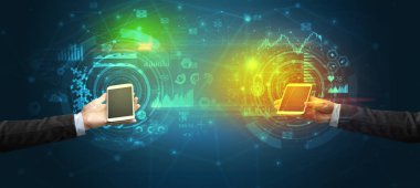 iki akıllı, iş ve iletişim konsepti