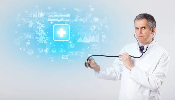 Professional researcher with stethoscope — Stock Photo, Image