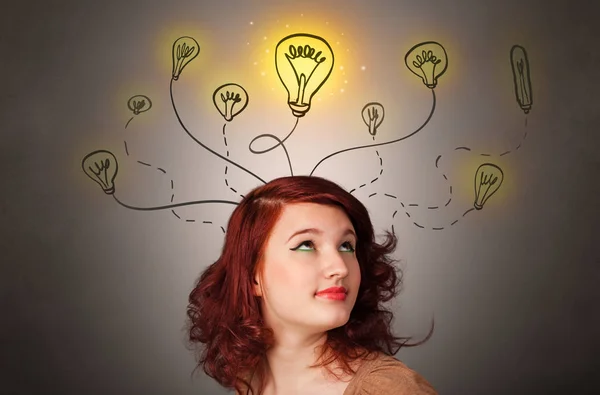 Girl with design thinking concept — Stock Photo, Image