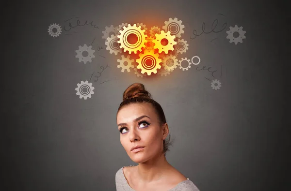 Meisje met brainstormen concept — Stockfoto