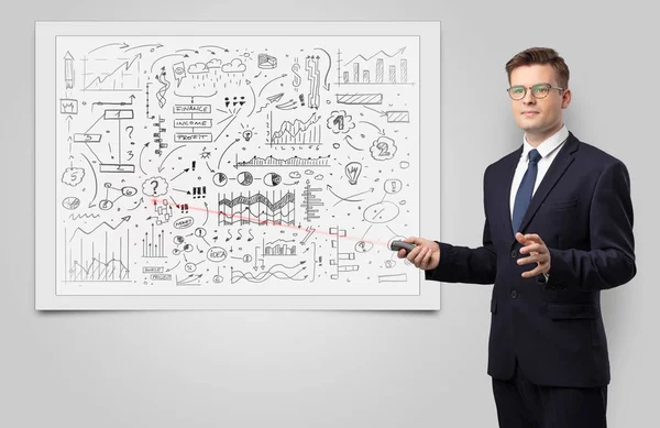 Professor über Whiteboard-Lehre Wirtschaft — Stockfoto