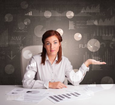 Müdür vasıl belgili tanımlık yazıhane rapor ve istatistikler tahta arka plan ile yapma