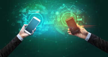 iki akıllı, iş ve iletişim konsepti