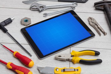 Tablet araçlar ve kılavuz ekran konsepti ile