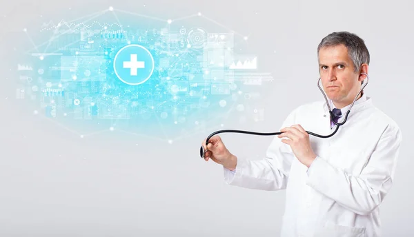 Professional researcher with stethoscope — Stock Photo, Image