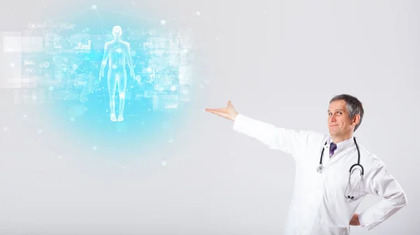 Professionele arts met volledige lichaam kaart concept — Stockfoto
