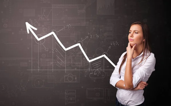 Person standing with increasing graph concept — Stock Photo, Image