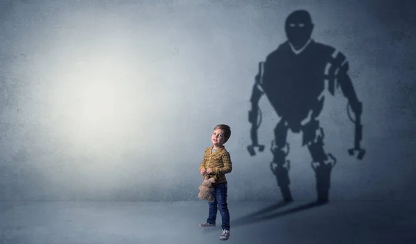 Robotman ombra di un bambino carino — Foto Stock