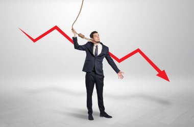 Kaybı kavramı azalan ile umutsuz iş adamı