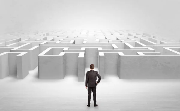 Empresario eligiendo entre entradas al borde de un laberinto — Foto de Stock