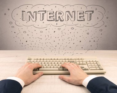 Zarif işadamı el Internet üzerinde çalışma