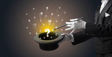 Sihirbaz hokkabaz bir silindir soru işaretleri