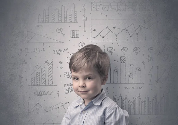 Adorable little kid with statistical concept — Stock Photo, Image