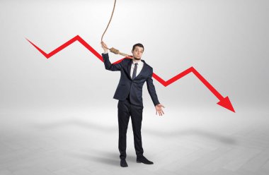 Kaybı kavramı azalan ile umutsuz iş adamı