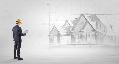 Ev planı ile ayakta mimar