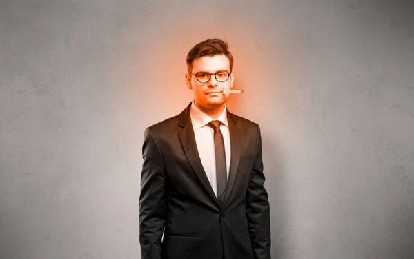 Sick businessman with burning red head concept — Stock Photo, Image