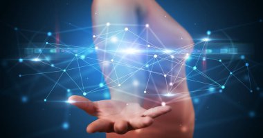 Web hologramın tutan kişi