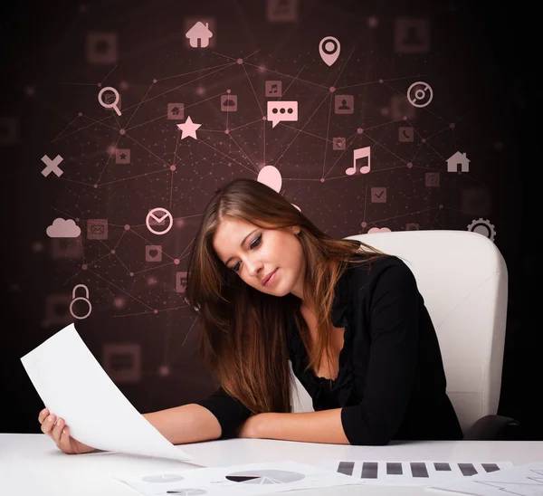 Secretary work with multitask concept — Stock Photo, Image