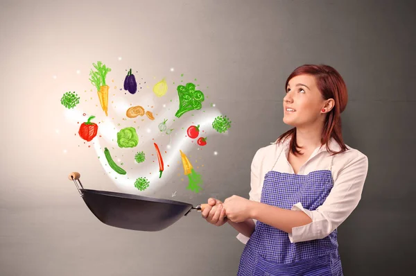 Cook with colourful drawn vegetables