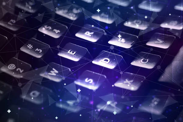 Keyboard with network concept — Stock Photo, Image