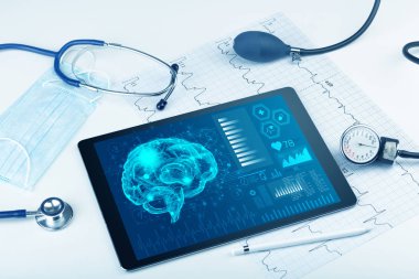 Tablet beyin işlevselliği konsepti ile tanılama