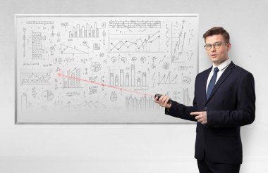 Profesör geometri öğretim beyaz tahta üzerinde 