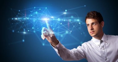 Web hologramın dokunmadan adam