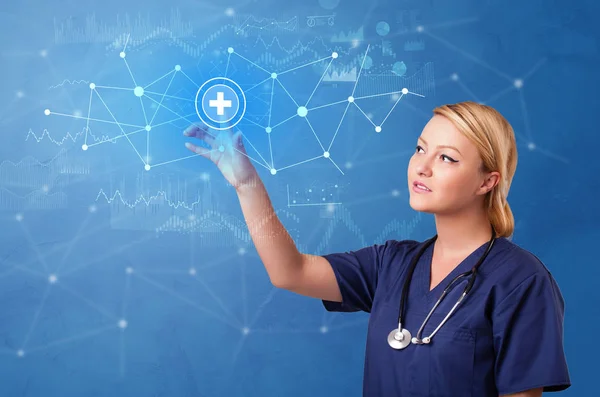 Person touching virtual hospital concept — Stock Photo, Image