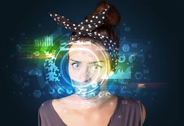 Biometrische identificatie en gezichtsherkenning — Stockfoto