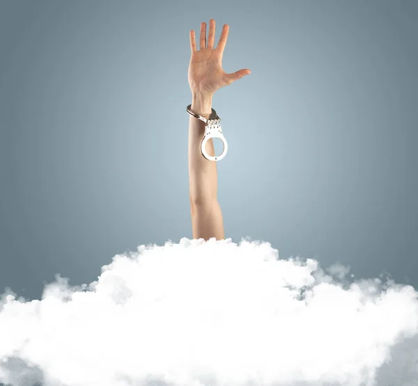 Hand buried into cloud — Stock Photo, Image