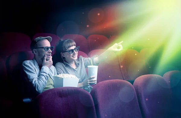 Teenager couple watching movie — Stock Photo, Image