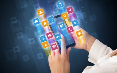 Smartphone ile açısal app simgeleri kullanarak ele