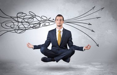 Doodle kavramı arındırıcı ile işadamı derin derin düşünür