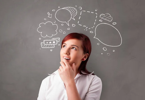 Student with doodle chat concept — Stock Photo, Image