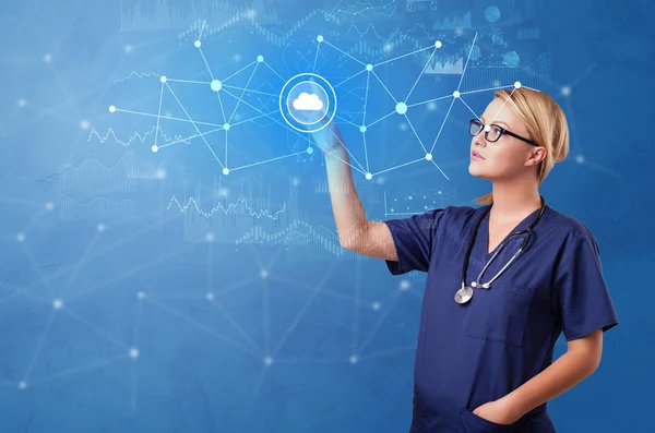 Person touching virtual hospital concept — Stock Photo, Image