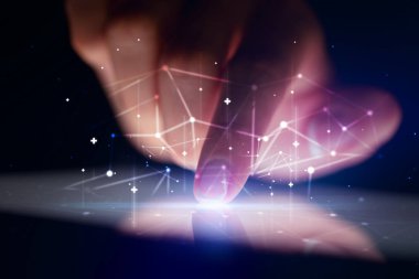 Tablet ağ kavramı ile dokunmadan parmak