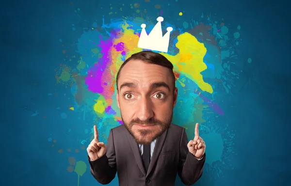 Big head on small body with crown — Stock Photo, Image