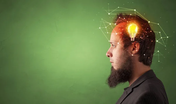 Head with new idea and network concept — Stock Photo, Image