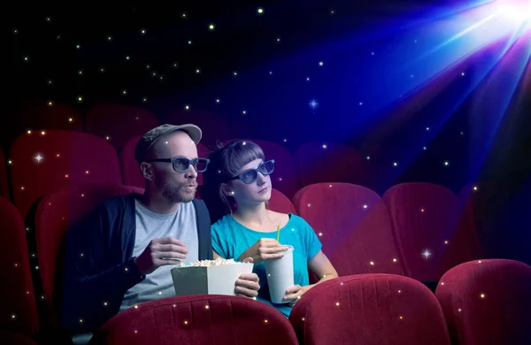 Lovely couple watching 3D movie