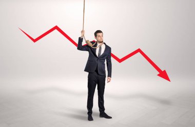 Kaybı kavramı azalan ile umutsuz iş adamı