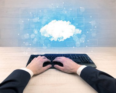 Zarif işadamı el ile bağlı yazarak kavramı postaları 