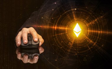 Cryptocurrency kavramı ile fare kullanarak ele