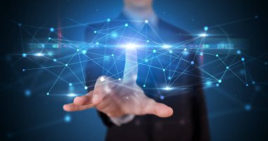 Web hologramın dokunmadan adam